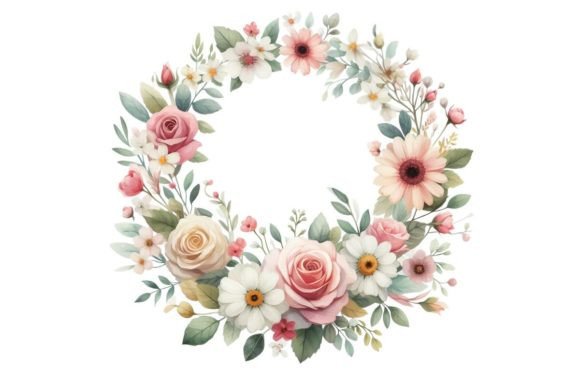 Download Watercolor Floral Wreath Clipart - Floral Collection