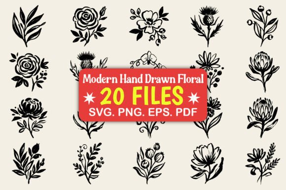 Download Modern Hand Drawn Floral SVG PNG - Floral Collection