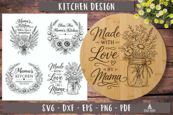 Download Mama Kitchen Floral SVG Cutting Board - Floral Collection