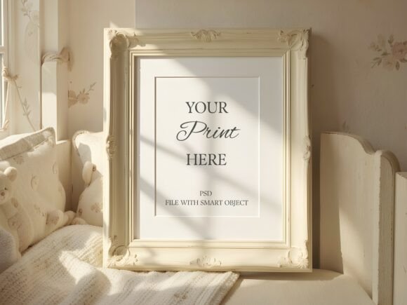 Download Vintage Cream Nursery Frame Mockup - Nursery frame mockup Collection