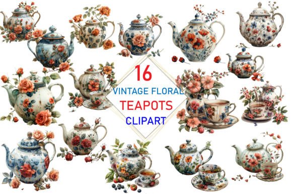Download Vintage Floral Teapot PNG Collection - Floral Collection