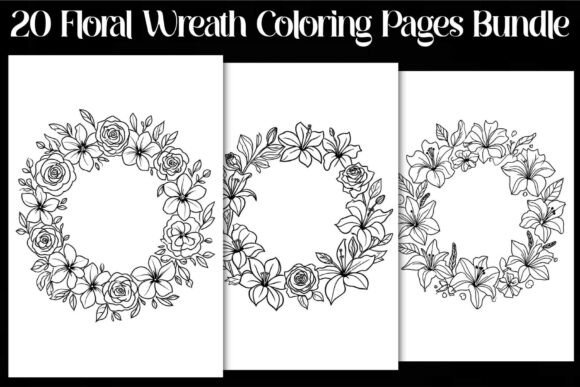 Download 20 Floral Wreath Coloring Pages Bundle - Floral Collection