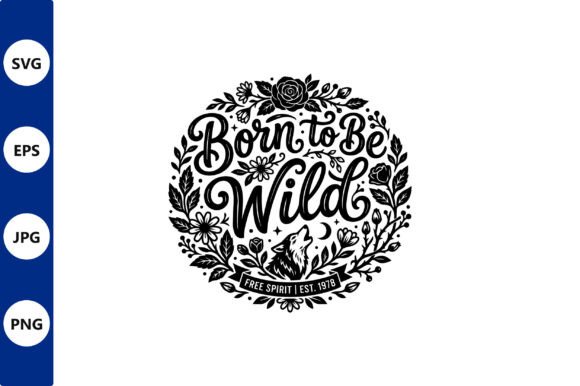 Download Bold Circular Wild Logo with Floral Wolf - Floral Collection