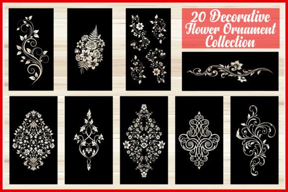 Download 20 Decorative Floral Ornament Bundle - Floral Collection
