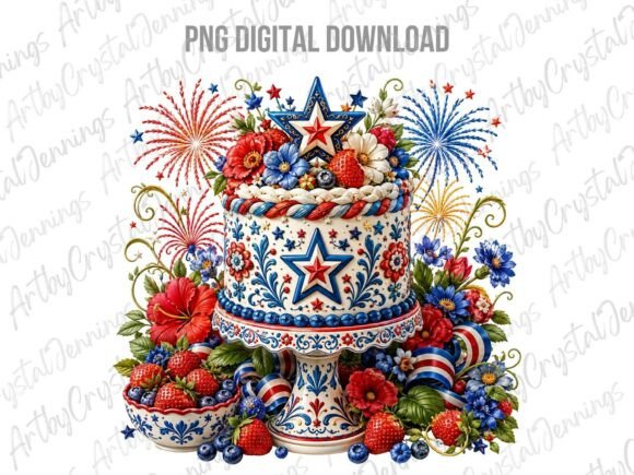 Download American Patriotic Floral Cake PNG - Floral Collection