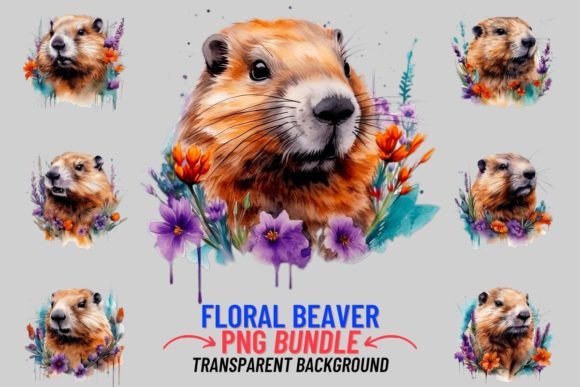 Download Watercolor Floral Beaver 12 PNG Clipart - Floral Collection