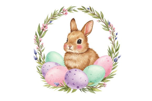 Download Easter Bunny Floral Wreath Clipart - Floral Collection