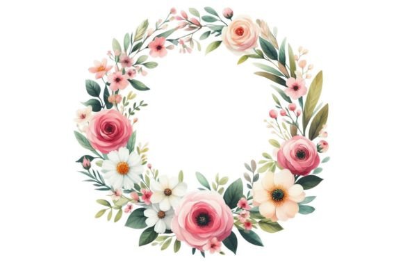 Download Watercolor Floral Wreath Clipart - Floral Collection