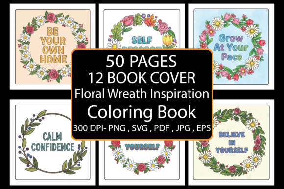 Download Floral Wreath Inspiration Coloring Book - Floral Collection