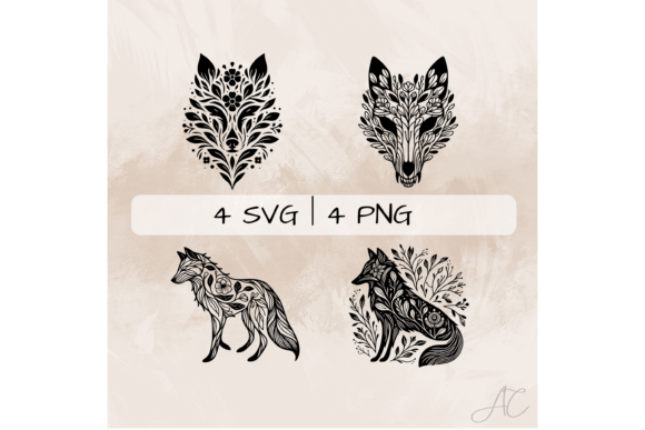Download Floral Wolf SVG Bundle, Wolf PNG - Floral Collection