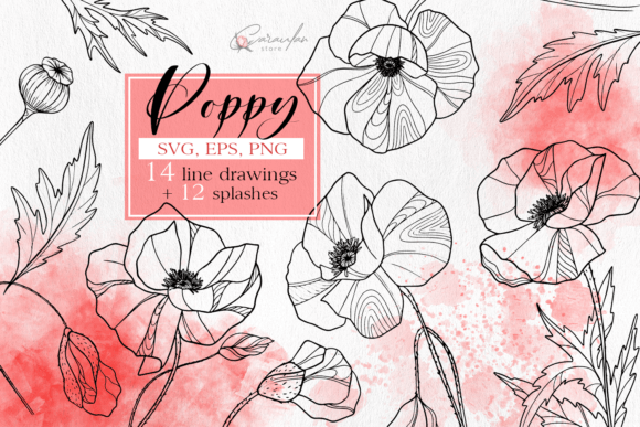 Download Poppy Line Art, Outline Flowers, Floral - Floral Collection