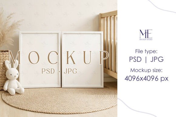 Download Nursery Frame Mockup, Wood Poster A3 PSD - Nursery frame mockup Collection