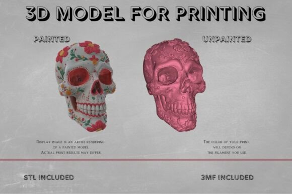 Download Floral Sugar Skull 3D Model - Floral Collection