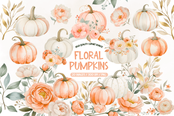 Download Blush Floral Pumpkins Clipart - Floral Collection