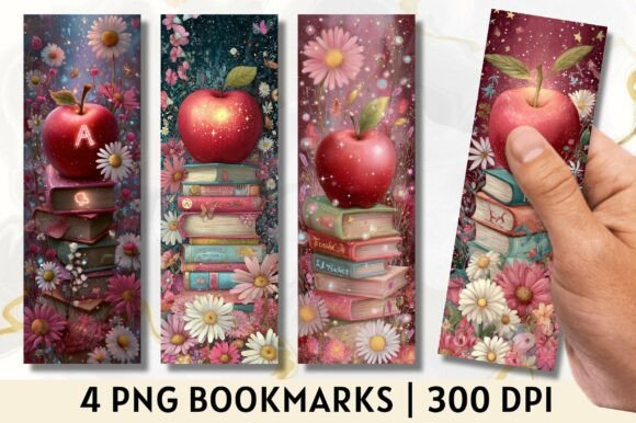 Download Floral Apple Teacher Stack Bookmark PNG - Floral Collection
