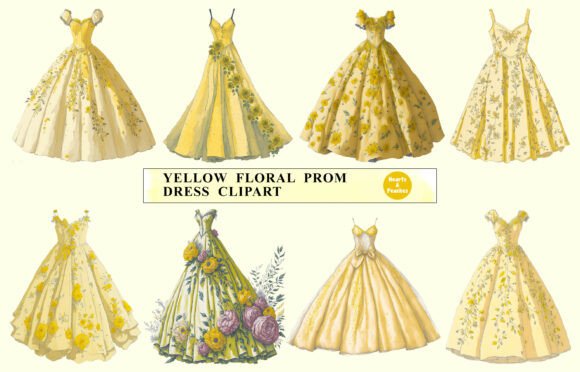 Download Yellow Floral Prom Dress Clipart - Floral Collection