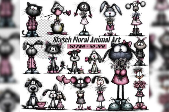 Download Whimsical Floral Animal Clipart Set - Floral Collection