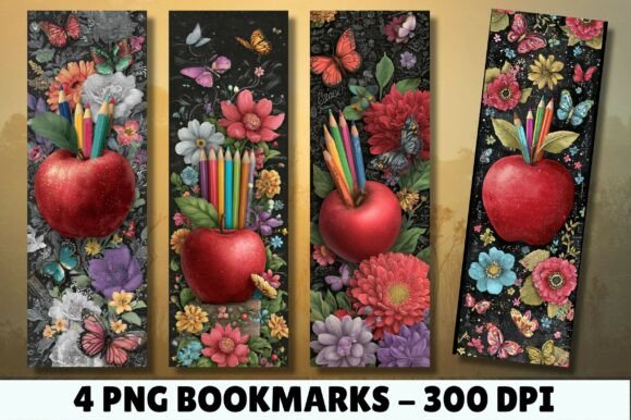 Download Floral Red Apple Pencil Sketch Bookmark - Floral Collection