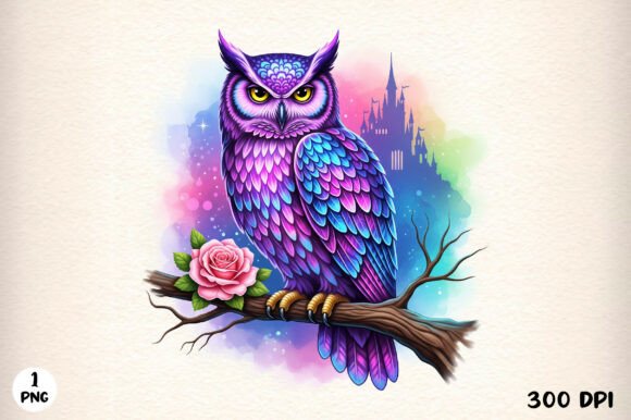 Download Watercolor Floral Owl Sublimation - Floral Collection